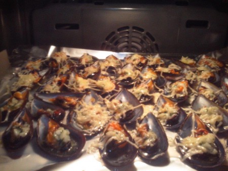 Moules gratinées