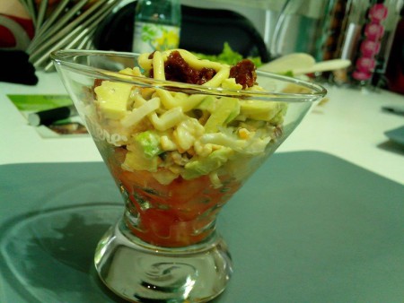 Verrine crabe-avocat-tomates