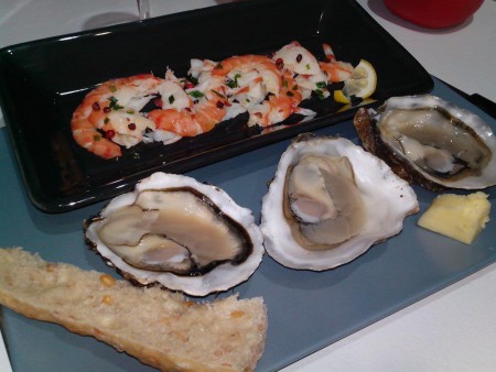 Huitres et crevettes
